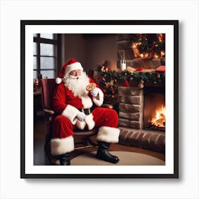 Santa Claus Sitting In Chair Art Print