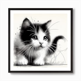 Black And White Kitten Art Print