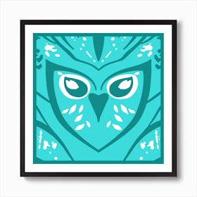 Chic Owl Blue Green  Art Print