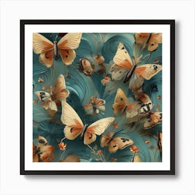 Art Deco butterflies Art Print