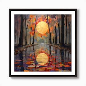 Sunset In The Woods Art Print