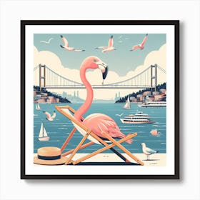 Flamingo On The Beach 2 Art Print