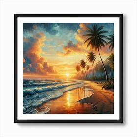 Sunset On The Beach 1 Art Print