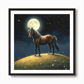 Horse In The Moonlight 19 Art Print