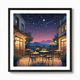 Cafe Terrace At Night (2) Art Print