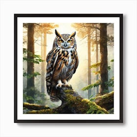 Owl In The Forest 194 Art Print