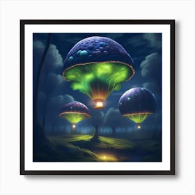 Mushroom Hot Air Balloons Art Print