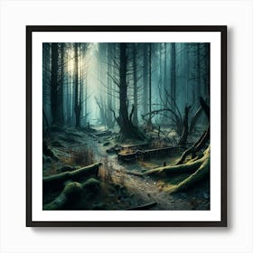 Discover the Enigmatic Charm of a Post-Apocalyptic Forest: A Captivating Photographic Journey. Art Print