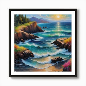 Sunset At The Beach art painting Art Print