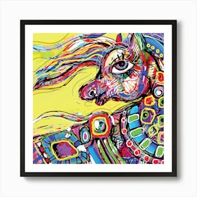 Original Abstract Digital Drawing Of Colored Head Art Print