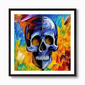 Blue Skull Painting Art Print