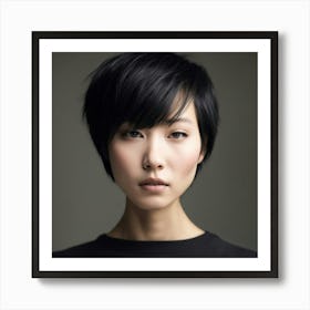 Asian Woman With Short Hair Art Print