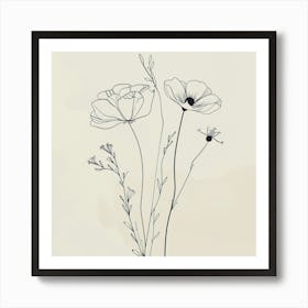 Line Art Of Flowers 1 Art Print