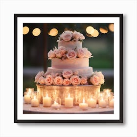 Wedding Cake With Candles Art Print