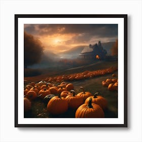 Pumpkins In The Field Poster