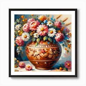 Flowers In A Vase, Acrylic Style Painting 2 Art Print