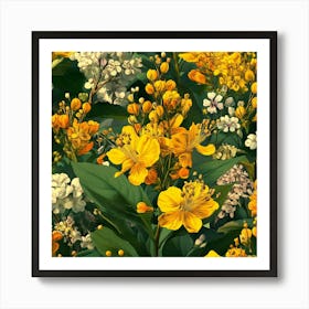 Yellow Flowers Seamless Pattern Art Art Print