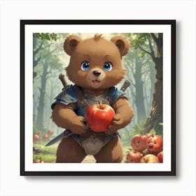 Teddy Bear With Apples Art Print