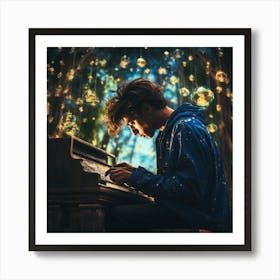 Young Man Playing The Piano Art Print