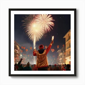 Chinese New Year Fireworks Art Print