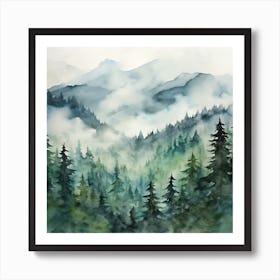 Watercolor Of A Forest 1 Art Print
