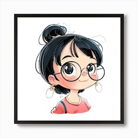 Girl With Glasses Art Print