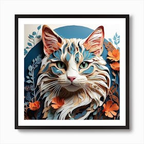 Paper Cut Cat Art Art Print