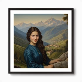 Girl In The Mountains 1 Art Print