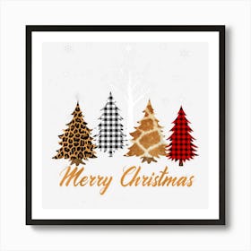 Merry Christmas Plaid Leopard Tree Buffalo Plaid Xmas Tree 1 Art Print