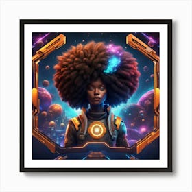 Afro Girl In Space Art Print