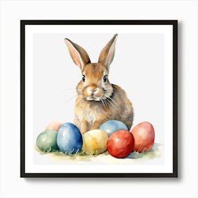 Easter Bunny With Eggs Art Print