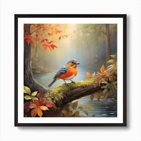 lovely Bird In The Forest Art Print