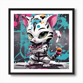 Splatter Cat Art Print