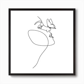 Single Line Drawing Of A Woman Art Print