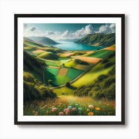 Landscape With Flowers Art Print