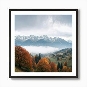 Autumn Landscape Panorama Tatra Mountains Embracing The Gentle Hues Of Fall Trees Awash With Orang (3) Art Print