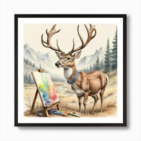 Deer Painting 2 Art Print