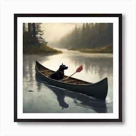Man Fishing In A Canoe Art Print by Pinpin - Fy