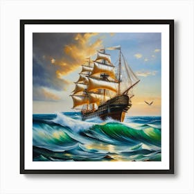 Sailing Ship In The Sea Art Print