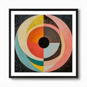 Vibrant Geometric Circle Art - Retro Modern Abstract Painting Art Print