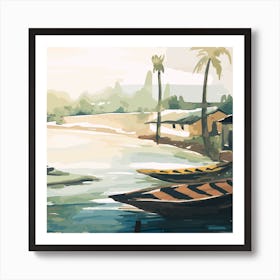 Watercolor Of A Village Art Print