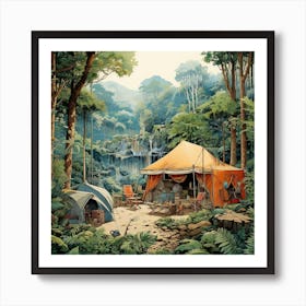 Tent In The Jungle Art Print