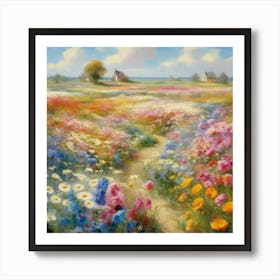 Bloemenzee Dutch For Sea Of Flowers Fields Of Flowers In A Dreamlike State With Swirling 10 Art Print