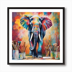 Artist Elephant Art Print