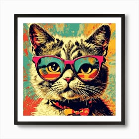 Funky Cat With Glasses Art Print