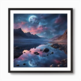 Moonlight In The Mountains Art Print