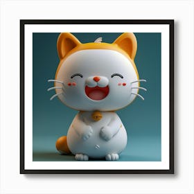 Kawaii Laughing Cat  Art Print