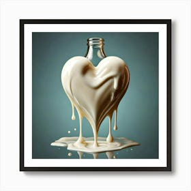 Firefly Heart, Shaped, Dripping, Milk, Bottle, Liquid, Creative, Artistic, Surreal, Conceptual, Flui (1) Art Print