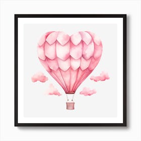 Pink Heart Hot Air Balloon 1 Art Print