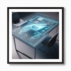 Futuristic Computer Desk Art Print